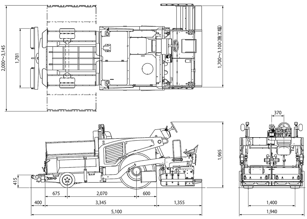 Wheels Type Mini Asphalt Paver: BP31W5